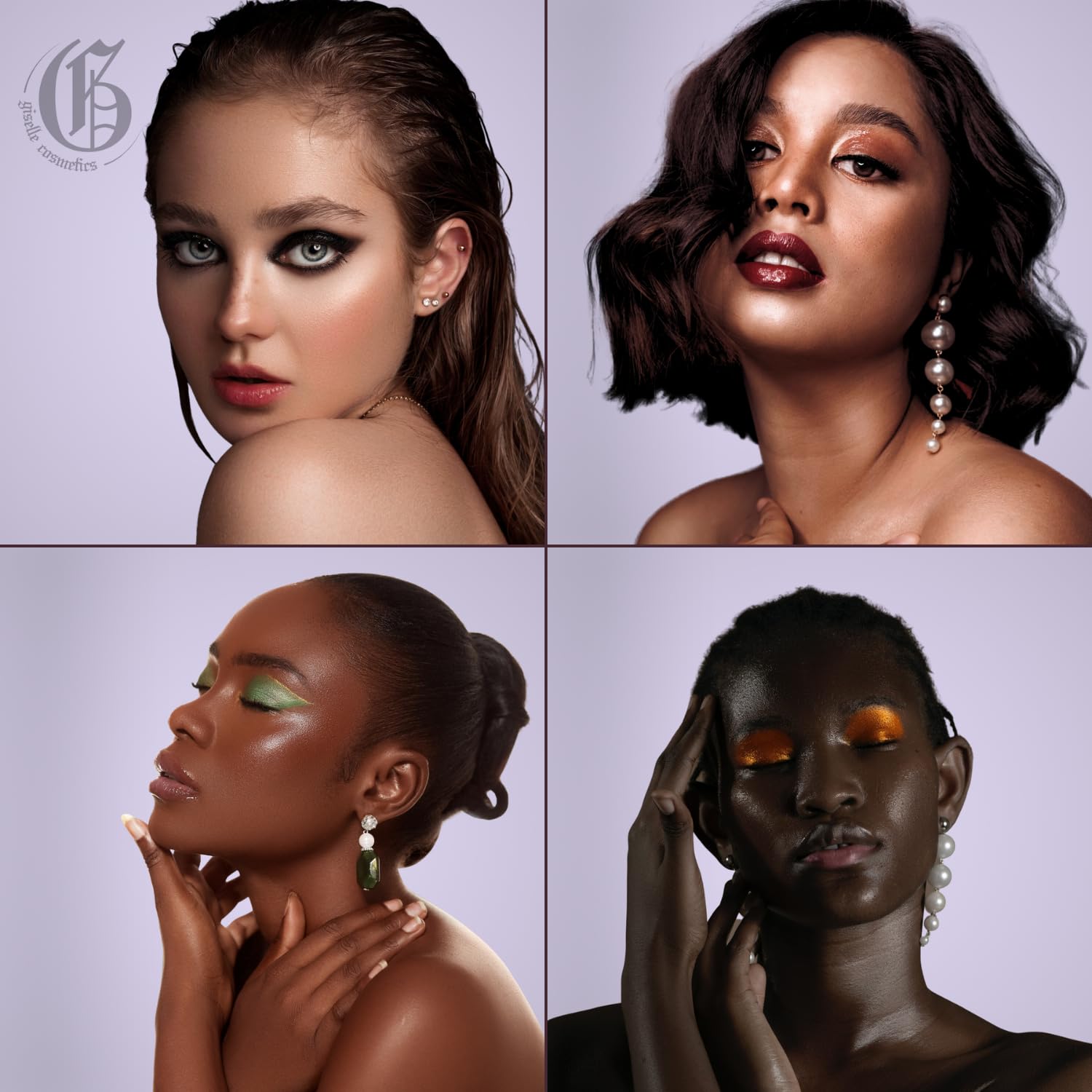Giselle Cosmetics Carbón polvoriento paleta de sombra de ojos, sombra de ojos azul y rosa, polvo de maquillaje iluminador con purpurina y polvo