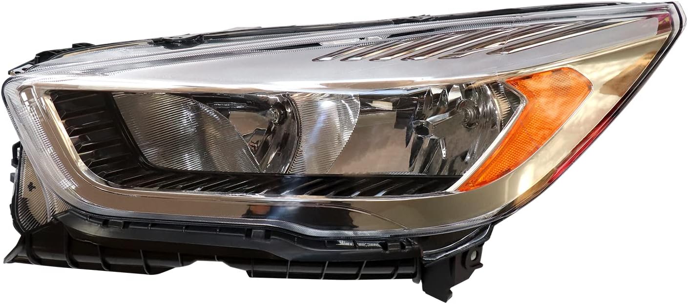 CNCEST Faros delanteros halógenos cromados sin LED DRL, ajuste directo, carcasa cromada, lente transparente para modelos Ford Escape 2017-2019, lado