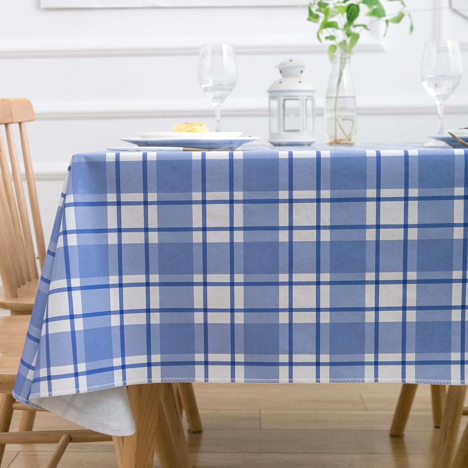 Mantel rectangular de 60 x 84 pulgadas, mantel de vinilo con parte trasera de franela, mantel de campamento lavable para cocina, mantel impermeable