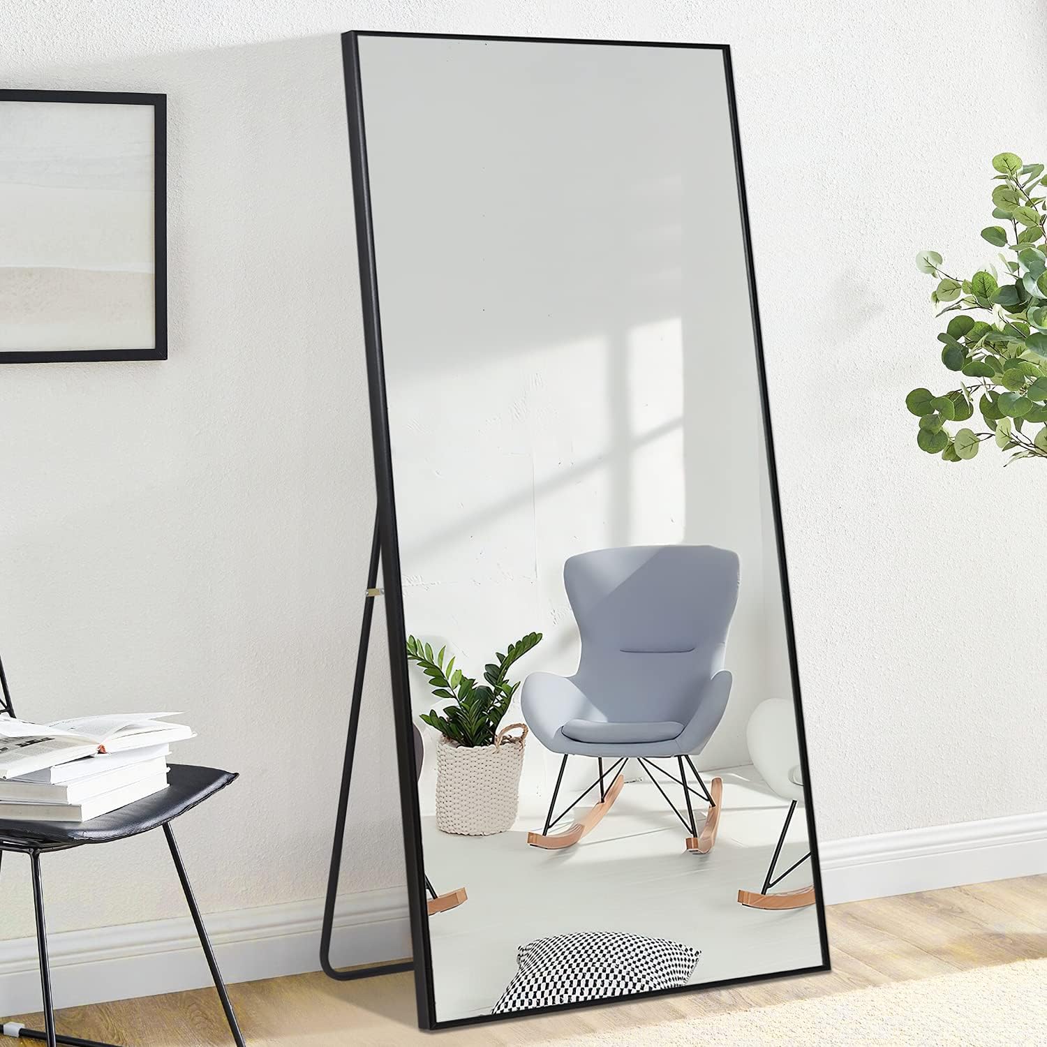 PexFix – Espejo de pie de longitud completa de 58 x 19 pulgadas, espejo de pared moderno con marco de aleación de aluminio para colgar o inclinarse