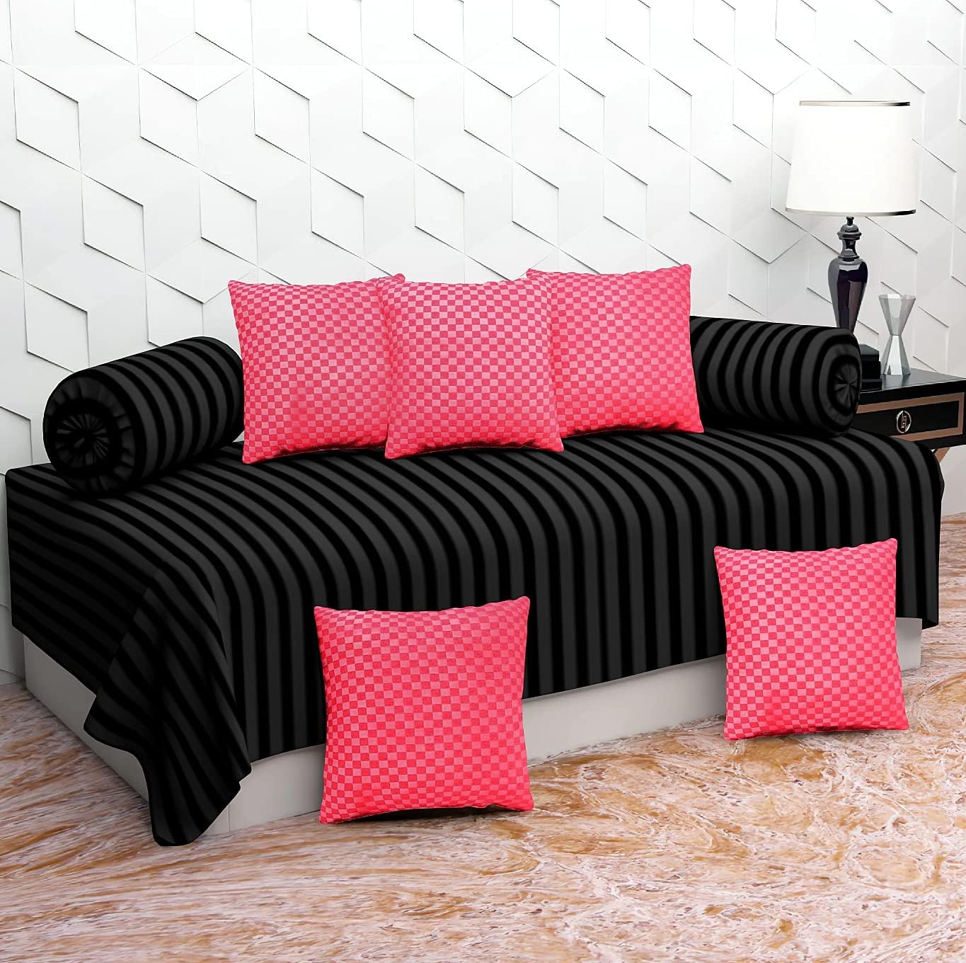 Juego de sábanas de lujo para decoración de cama  Diwan Juego de 8 piezas  Juego de sábanas estampadas Deewan para sala de estar (juego de 8 piezas,