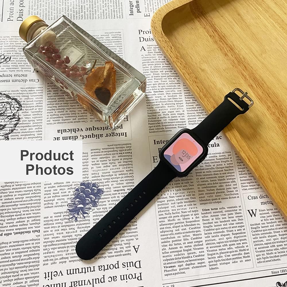 XFEN Correa de silicona deportiva y funda con protector de pantalla para Apple Watch Series 9, Series 8, Series 7, Series 6, SE, Series 5, Series 4