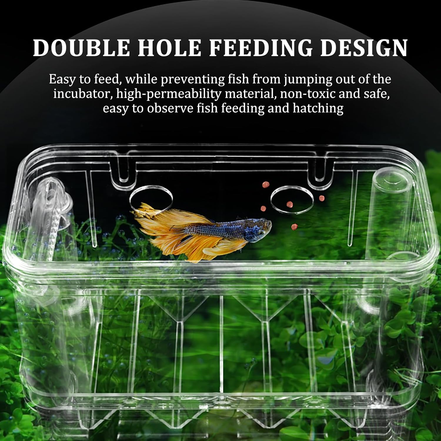 WishLotus Caja de cría de peces, caja criadora suspendida para pecera con ventosas, caja de aislamiento de peces de acuario multifuncional,