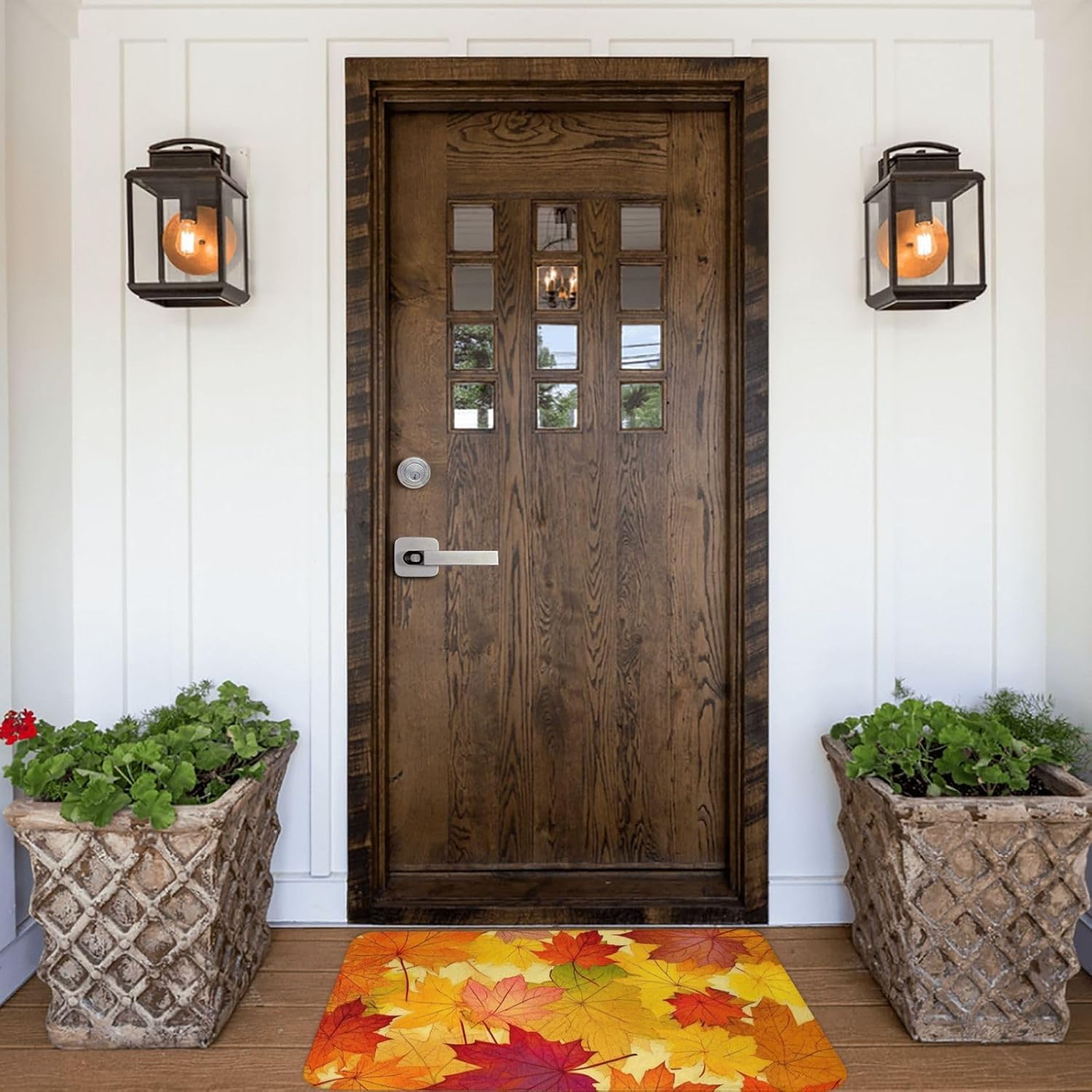 Autumn Leaves of Maple Print Bathroom Rugs Soft Flannel Area Rug Non-Slip Bath Rug Welcome Door Mat Carpet for Living Room Bedroom Outdoor 24 x 16 in