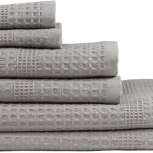 GILDEN TREE Juego de toallas de gofre, de secado rápido, finas, 2 toallas de baño, 2 toallas de mano, 2 toallas pequeñas, estilo clásico (peltre) GILDEN TREE Juego de toallas de gofre, de secado rápido, finas, 2 toallas de baño, 2 toallas de mano, 2 toallas pequeñas, estilo clásico (peltre)