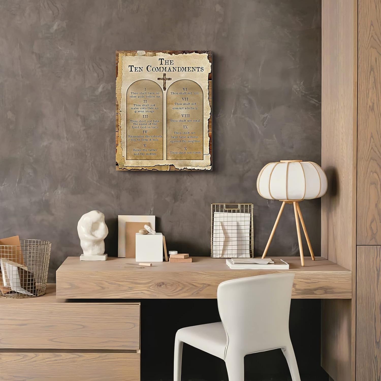 SOULDOOR Arte de pared con los 10 mandamientos, lienzo cristiano vintage de los diez mandamientos, decoración de pared con versículos de la Biblia