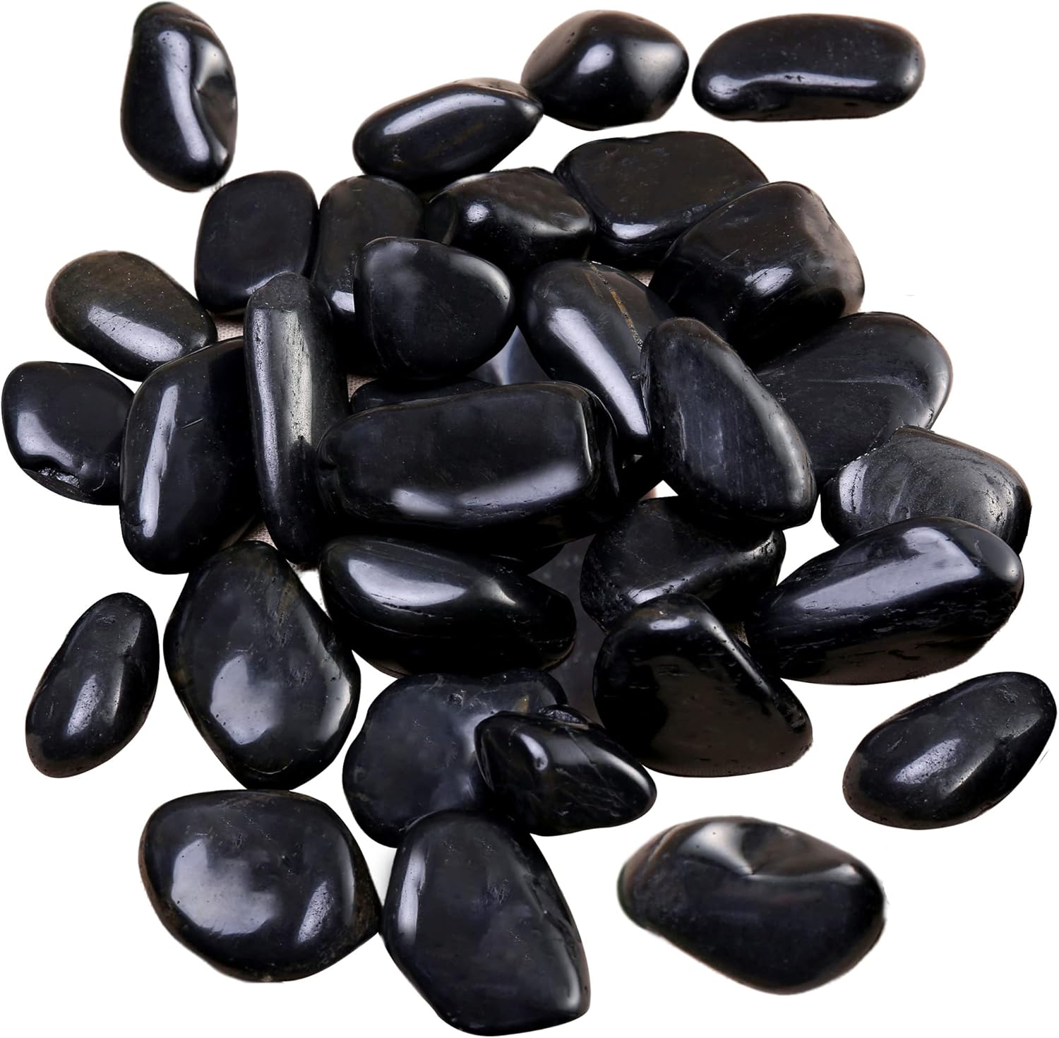 Piedras negras pulidas naturales, rocas decorativas de río negro de 1.2 a 2 pulgadas para plantas, piedras para macetas, rocas de paisajismo,