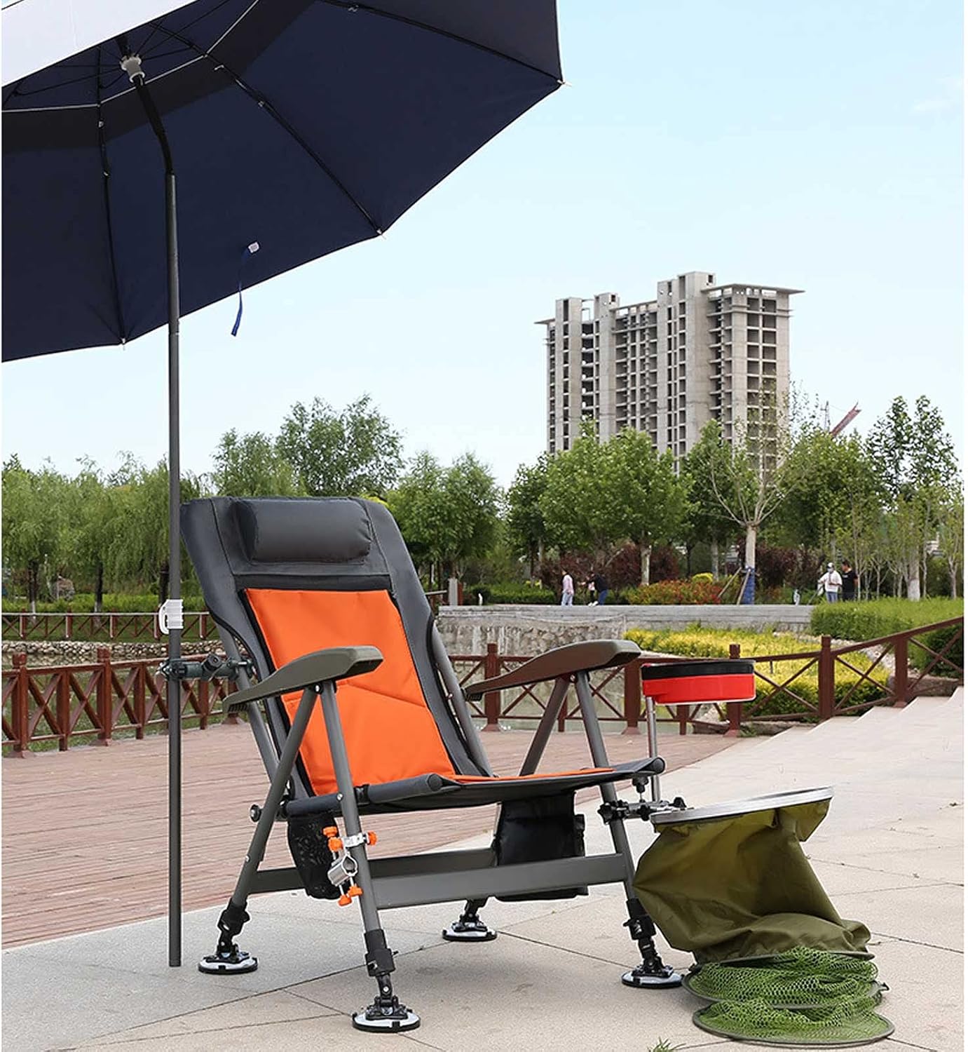TEmkin Silla reclinable, silla de pesca portátil, asiento de camping plegable, sillón fuerte, respaldo ajustable, disponible en todas las