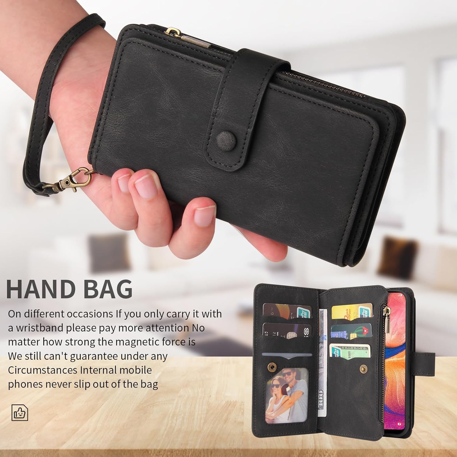 Asuwish Funda de teléfono para Samsung Galaxy A20 A30 con protector de pantalla de vidrio templado y correa de muñeca de cuero con tapa para tarjeta