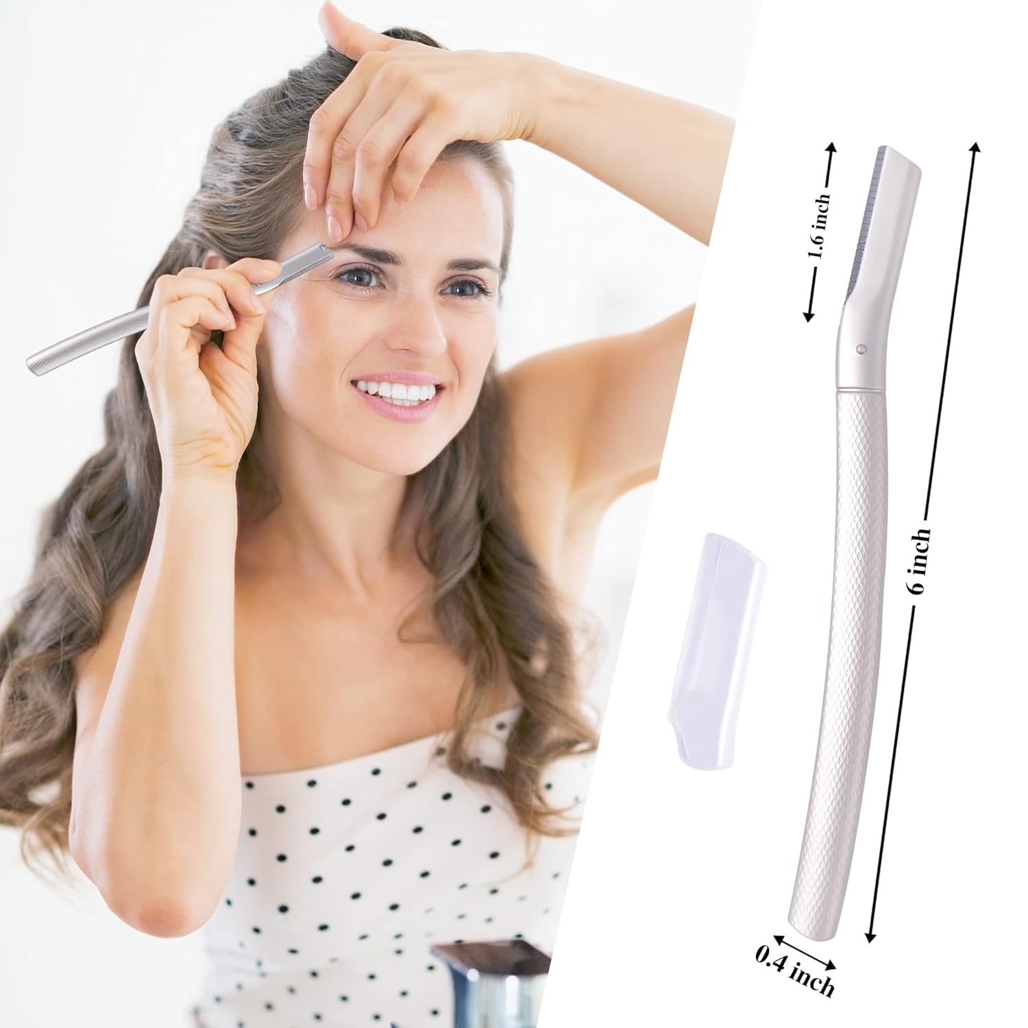 Maquinilla de afeitar de metal para cejas con cuchillas de repuesto, herramienta de dermaplaning para pieles sensibles, afeitadora de seguridad para
