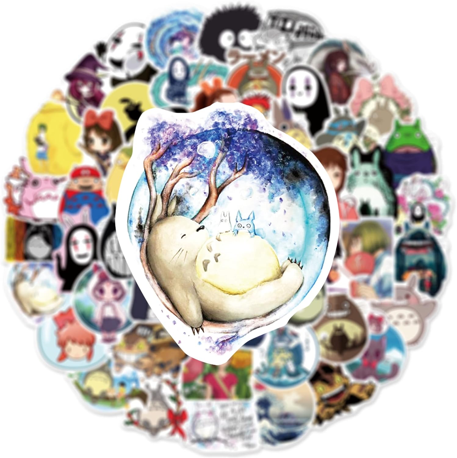 100 calcomanías de Miyazaki Hayao, calcomanías de anime de dibujos animados, calcomanías de vinilo para Hydro Flask, laptop, botella de agua,