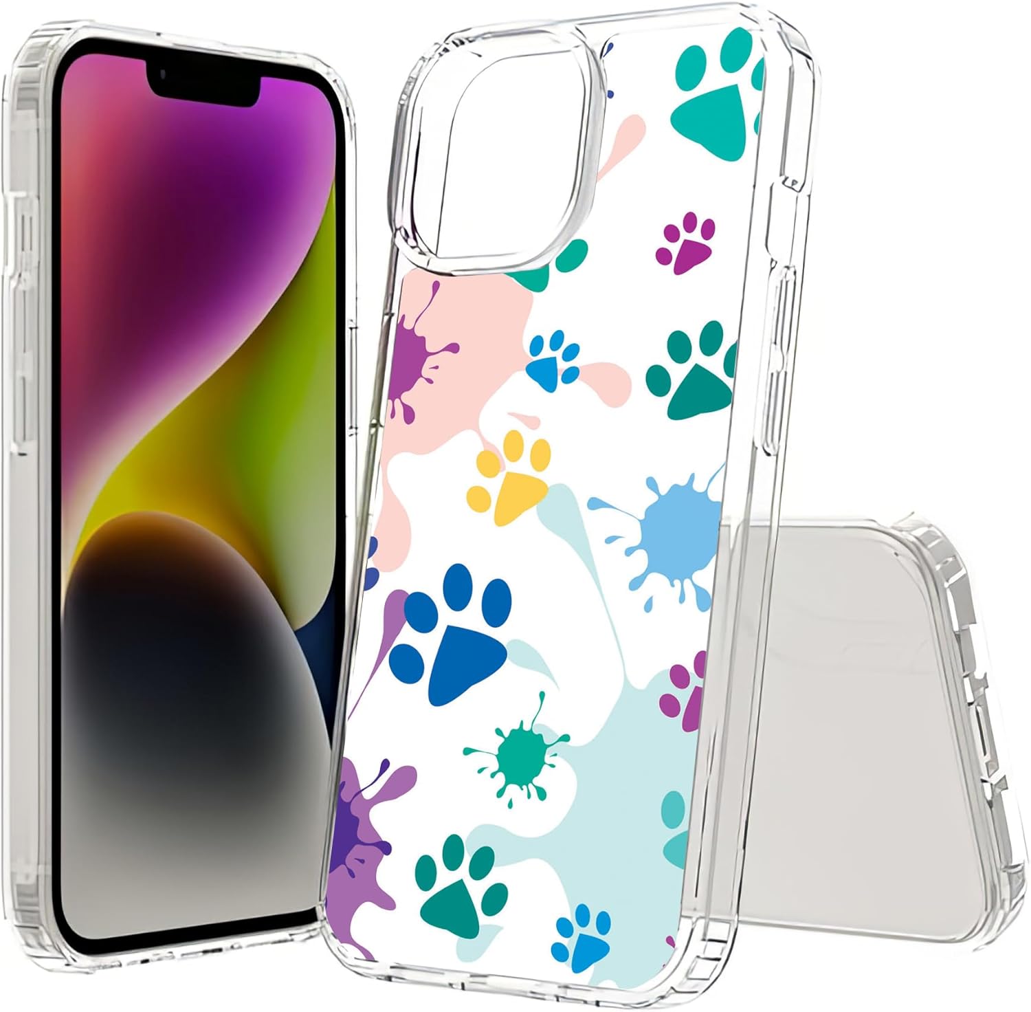 Talkingcase Funda híbrida compatible con Apple iPhone 15 (no 15 Plus), elegante y duradera, estampado de huellas de color 2, parte trasera de