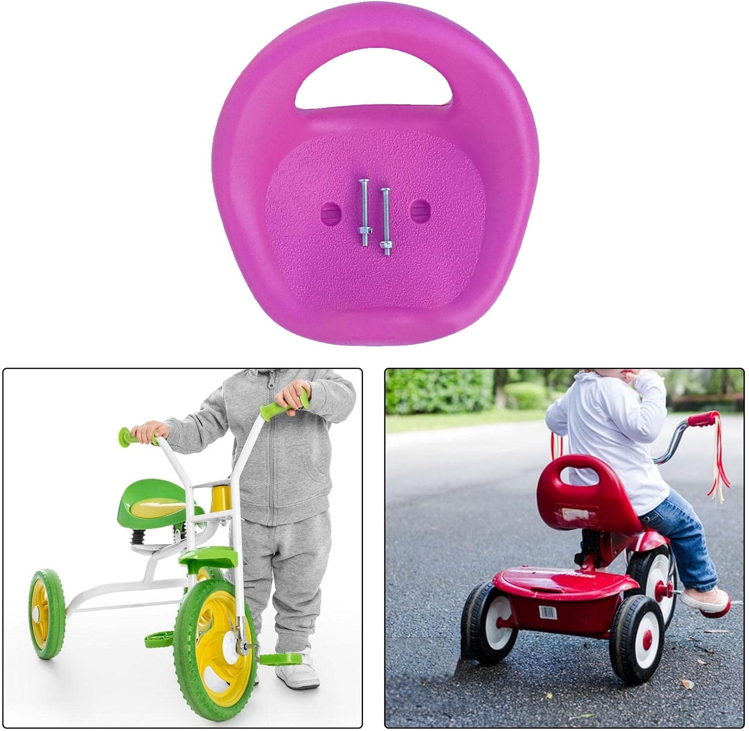 harayaa Asiento de triciclo para niños pequeños, sillín de triciclo de bricolaje para niños, asiento portátil para niños pequeños, respaldo de