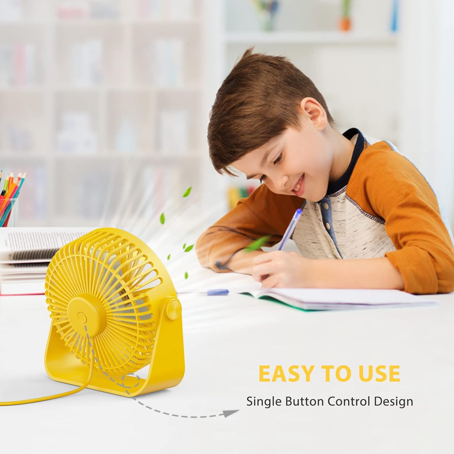FARADAY Ventiladores de escritorio USB de 5 pulgadas, ventiladores de mesa portátiles con rotación de cabeza de 360, pequeño ventilador de