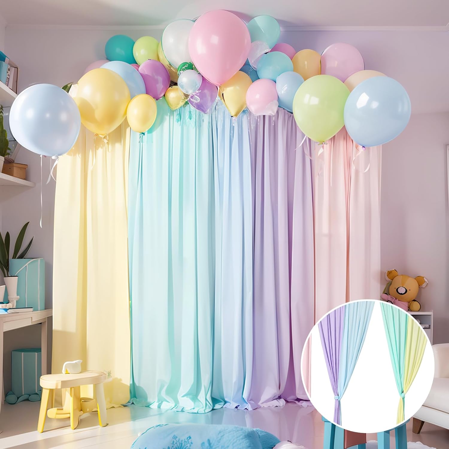 Telón de fondo de unicornio arcoíris pastel para niñas, cumpleaños, baby shower, decoración de fiesta temática de unicornio, 10 x 7 pies