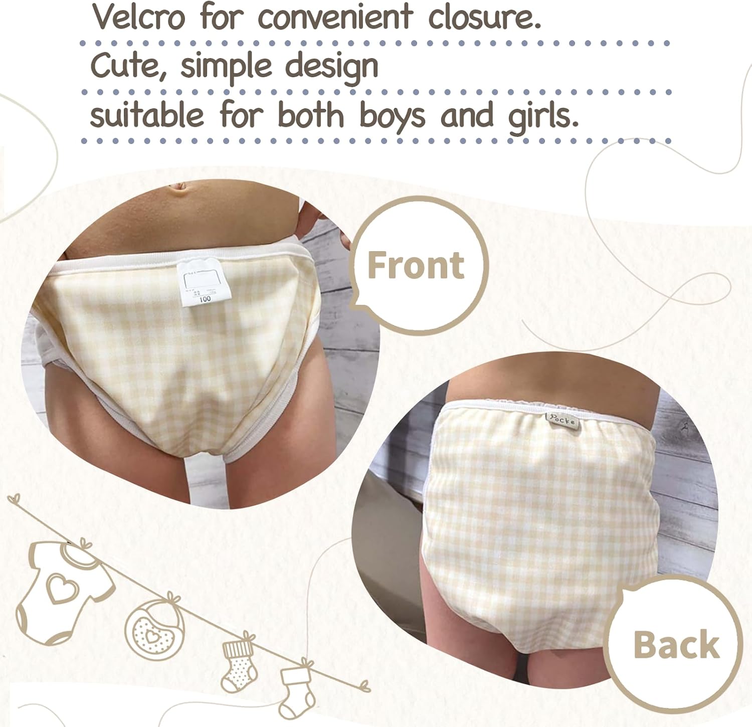 POCKE  Juego de 2 fundas para pañales de tela para bebé, con velcro, a prueba de fugas, a prueba de fugas, para niño y niña, lindo paño simple