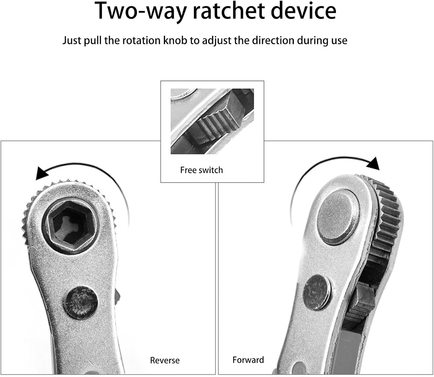 FTVOGUE Llave de trinquete, mini llave de trinquete, llave de casquillo hexagonal de 14 pulgadas, herramienta de destornillador, adecuada para