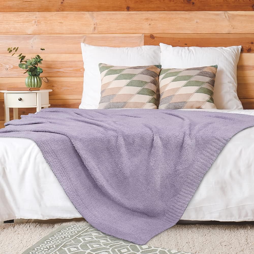 PAVILIA Manta de punto de felpa para sofá, manta supersuave y esponjosa, manta ligera mullida para cama y sofá, manta tejida cálida y acogedora para