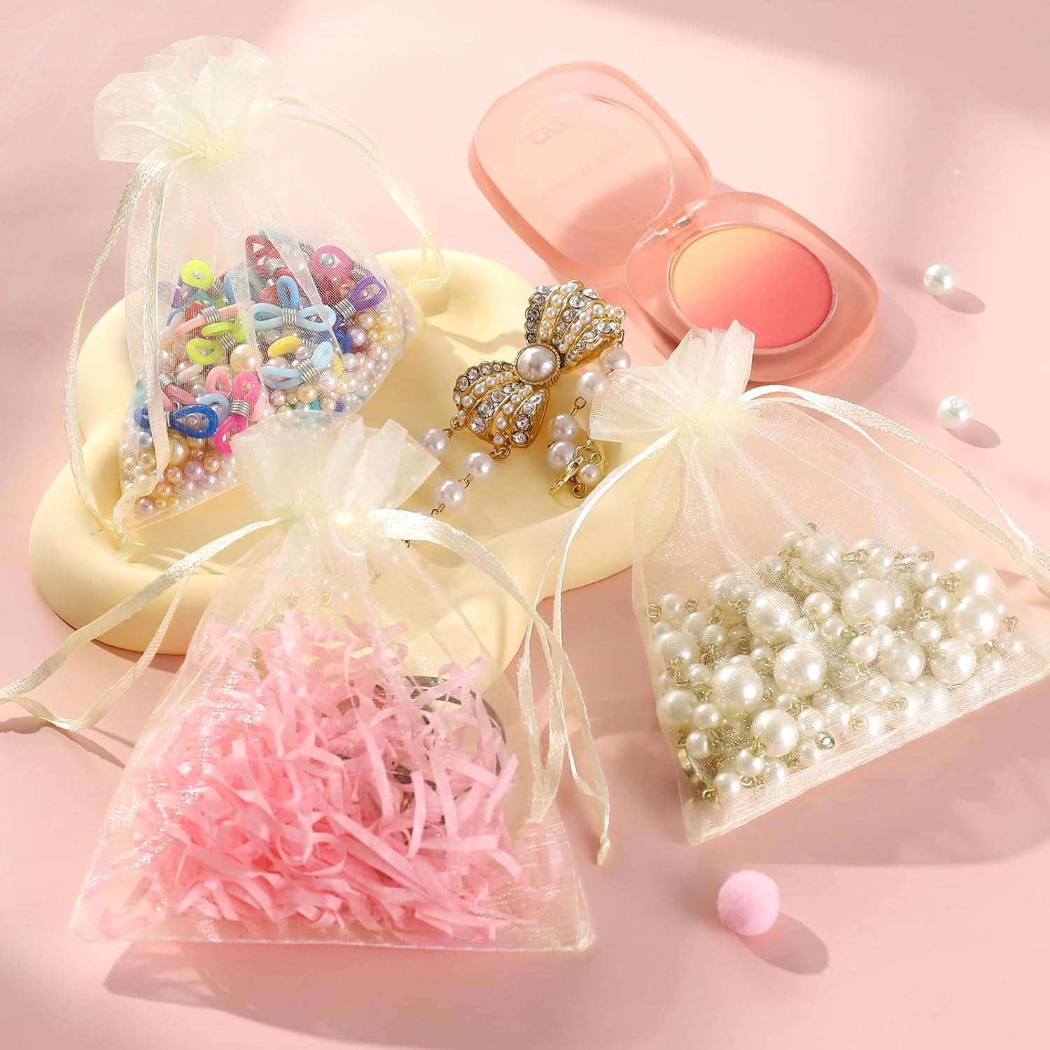Hopttreely Bolsas de regalo de organza transparente, bolsas de 4 x 4.72 pulgadas, para dulces, joyas, bodas, fiestas, regalos, suministros de