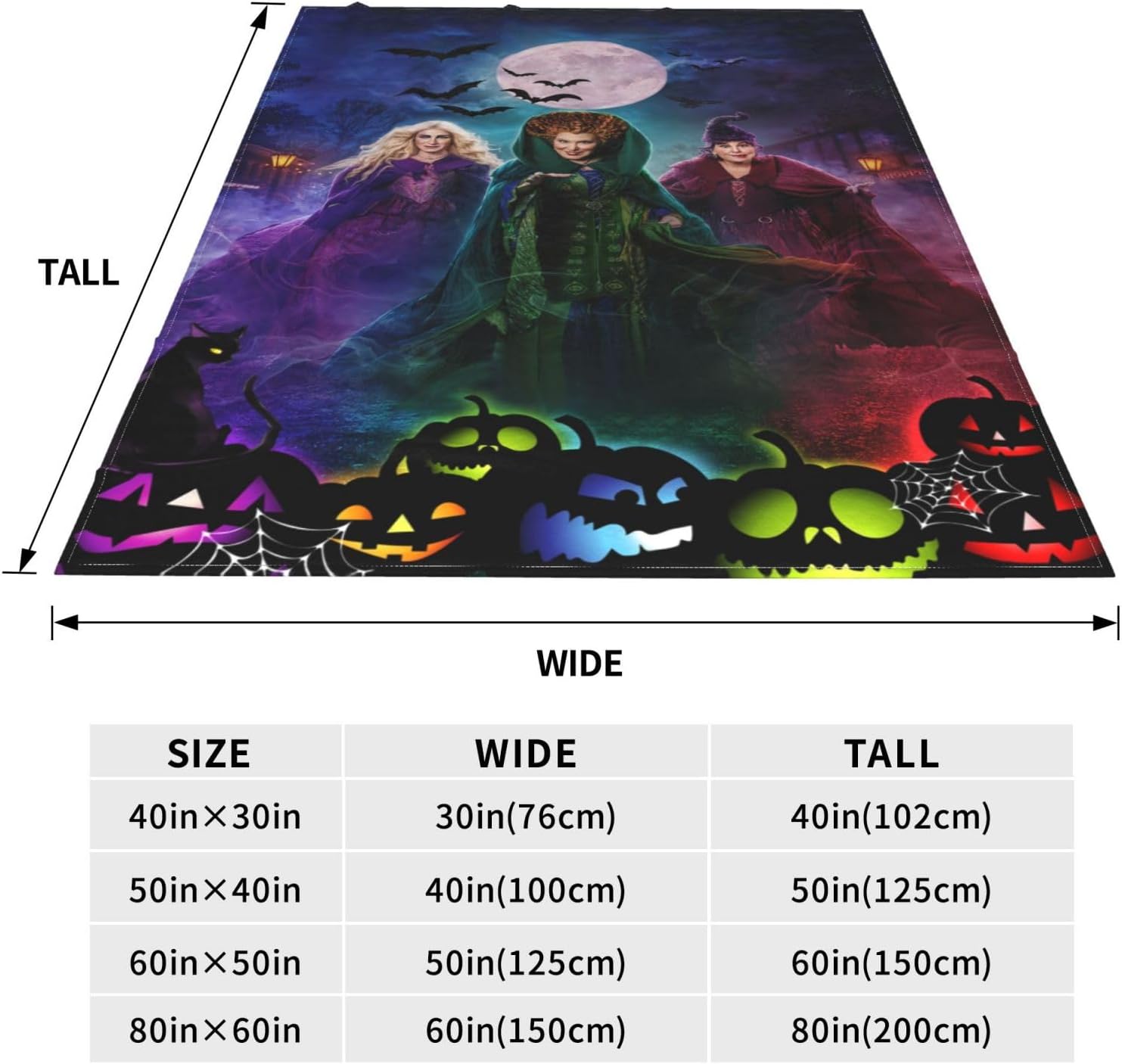 Hocus Pocus – Manta de franela de Halloween de 60 x 50 pulgadas, manta de felpa suave de tamaño creciente para sofá, cama, decoración del hogar,