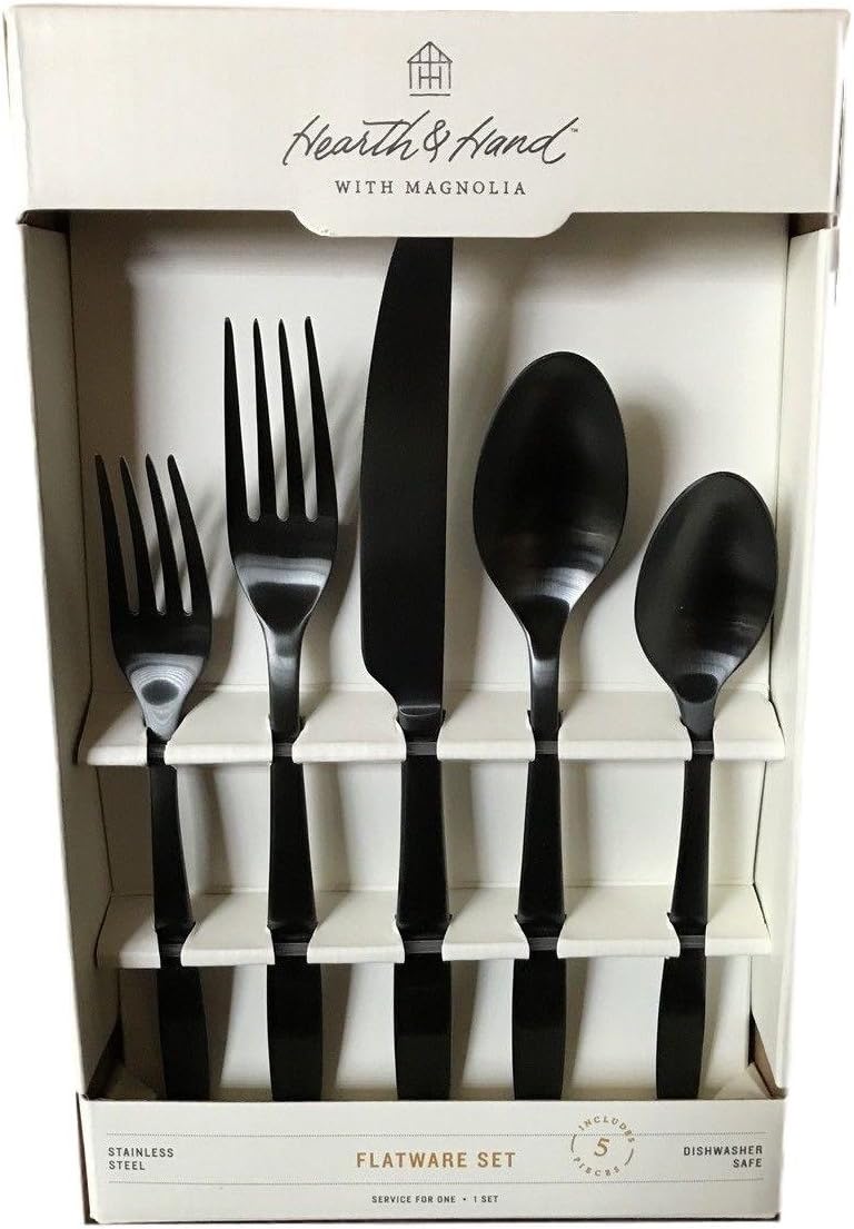 Hearth and Hand with Magnolia Juego de cubiertos 5pc negro mate