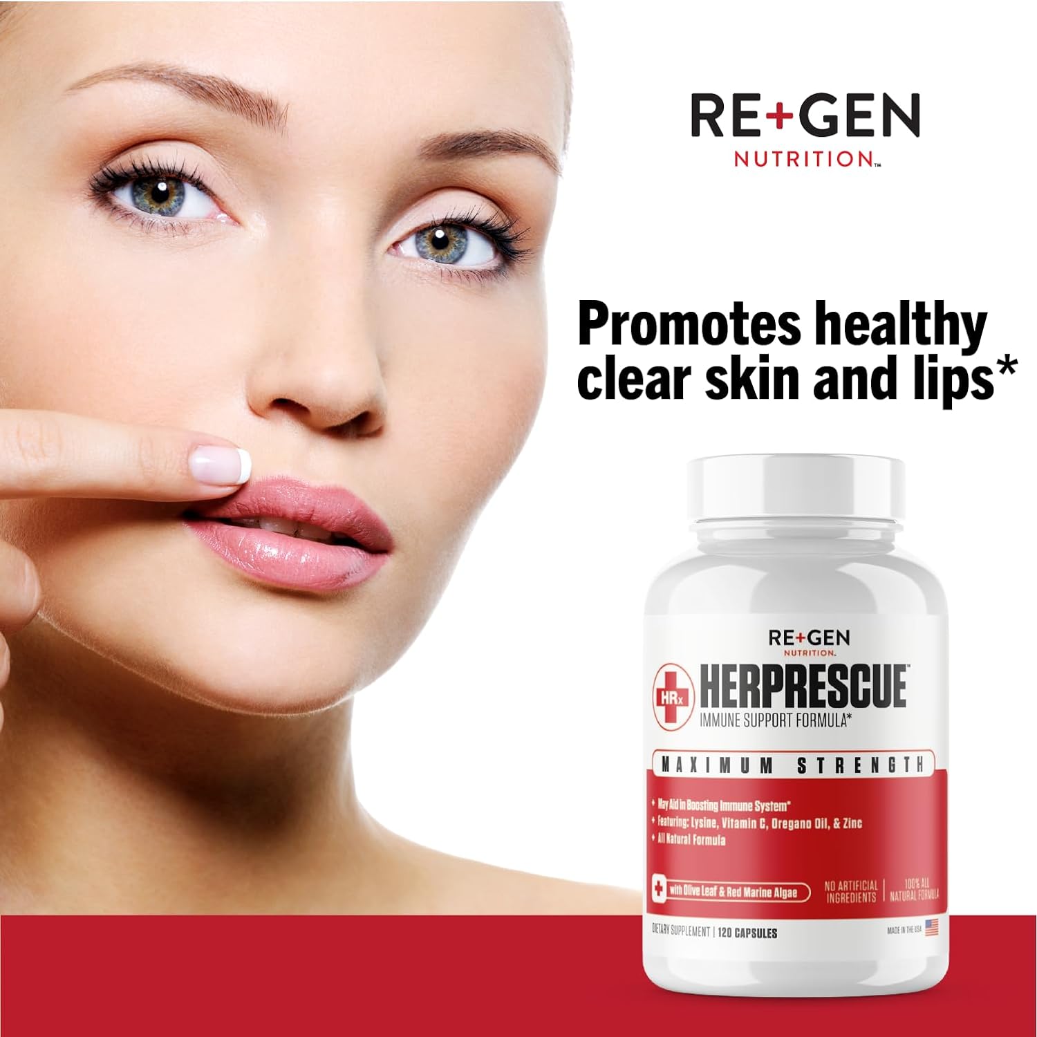 HERPRESCUE Suplemento de apoyo para brotes, cuidado del herpes labial para adultos, cápsulas naturales con zinc, vitamina C y L lisina aminoácido