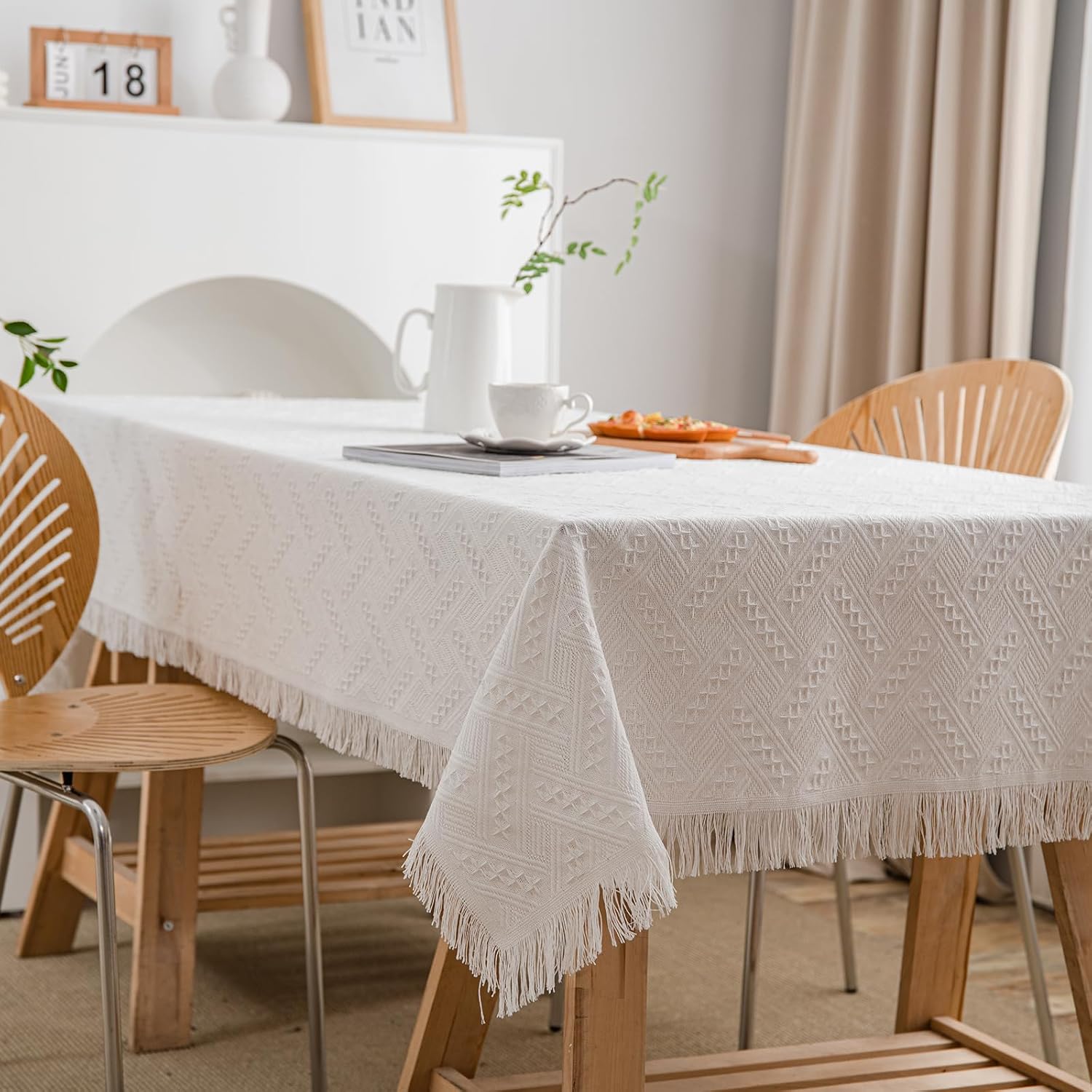 Mantel rectangular de encaje para mesa de fiesta al aire libre, mantel blanco para mesa rústica, granja, cocina, mesa de café, manteles redondos de