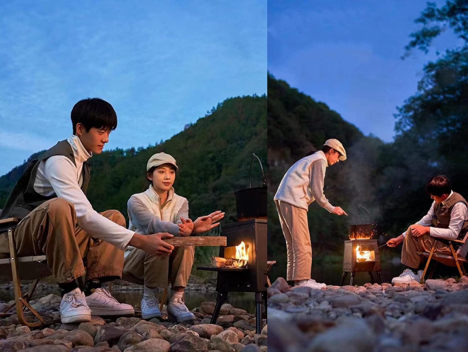 EMOTRIPS Estufa de camping portátil de acero al carbono, estufa de leña al aire libre con patas plegables para campamento al aire libre (pequeña)