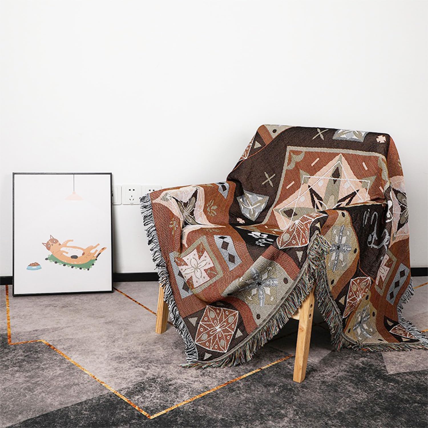 WarmTide Mantas y mantas aztecas indias, manta geométrica de nativos americanos para cama, sofá, silla, sala de estar, playa y viajes (51 x 63
