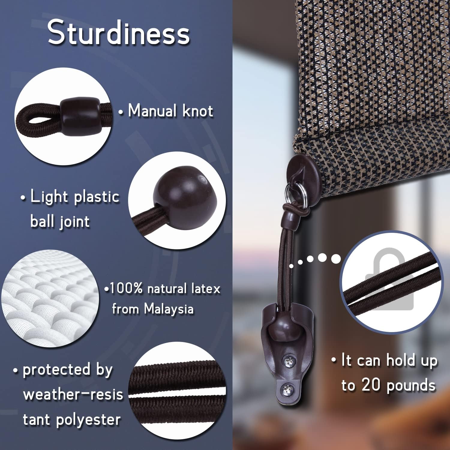 Kit de repuesto universal para sombrilla, kit de salto elástico, correa para parasol, resistente a la intemperie, compatible con persianas