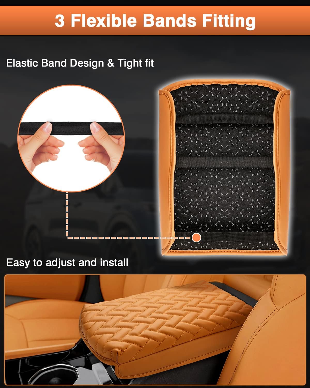 Cubierta para consola central hecha de piel sintética cubierta protectora para reposabrazos de asiento con ajuste personalizable