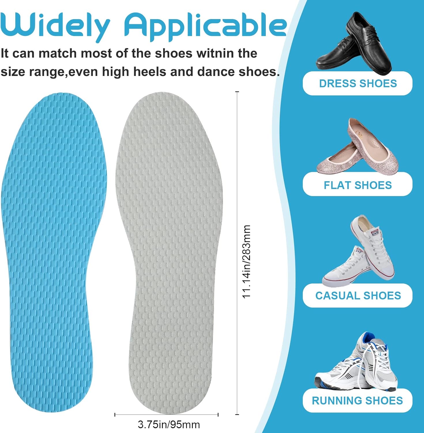 6 pares de plantillas finas para zapatos, plantillas de zapatos descalzos, plantillas de espuma viscoelástica de látex de tres capas, cortables y