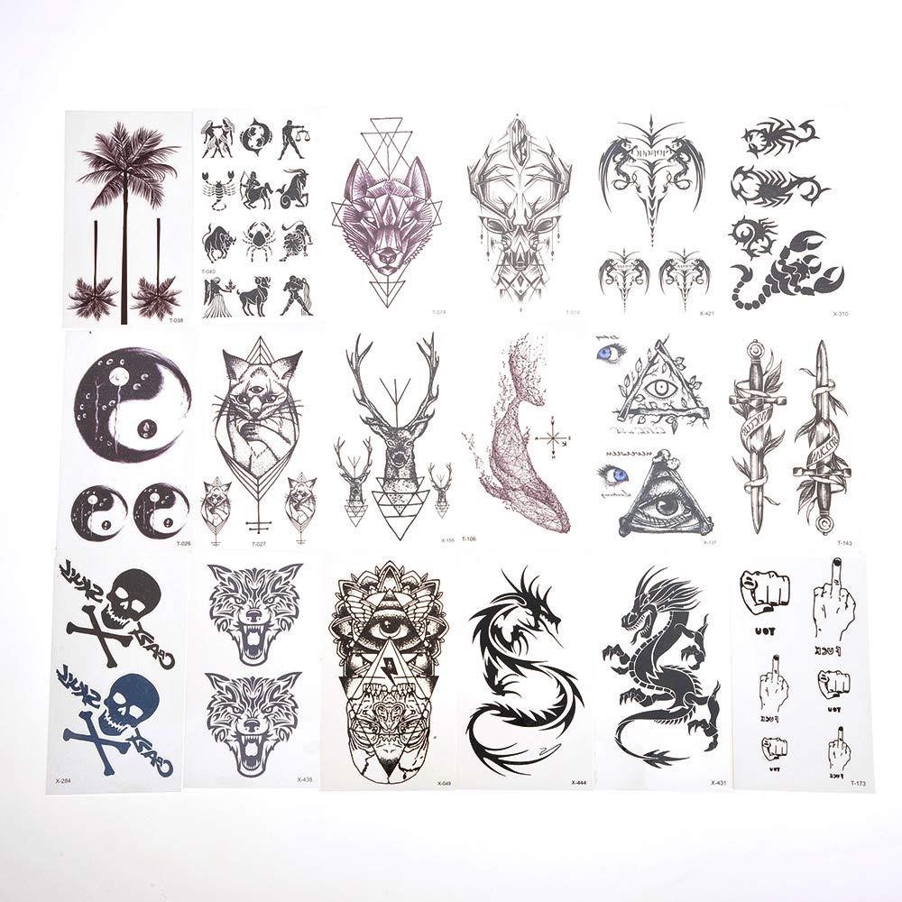 PowerTRC Tatuajes temporales para adultos y niños  Tatuajes falsos temporales impermeables  Muchos diseños y símbolos diferentes