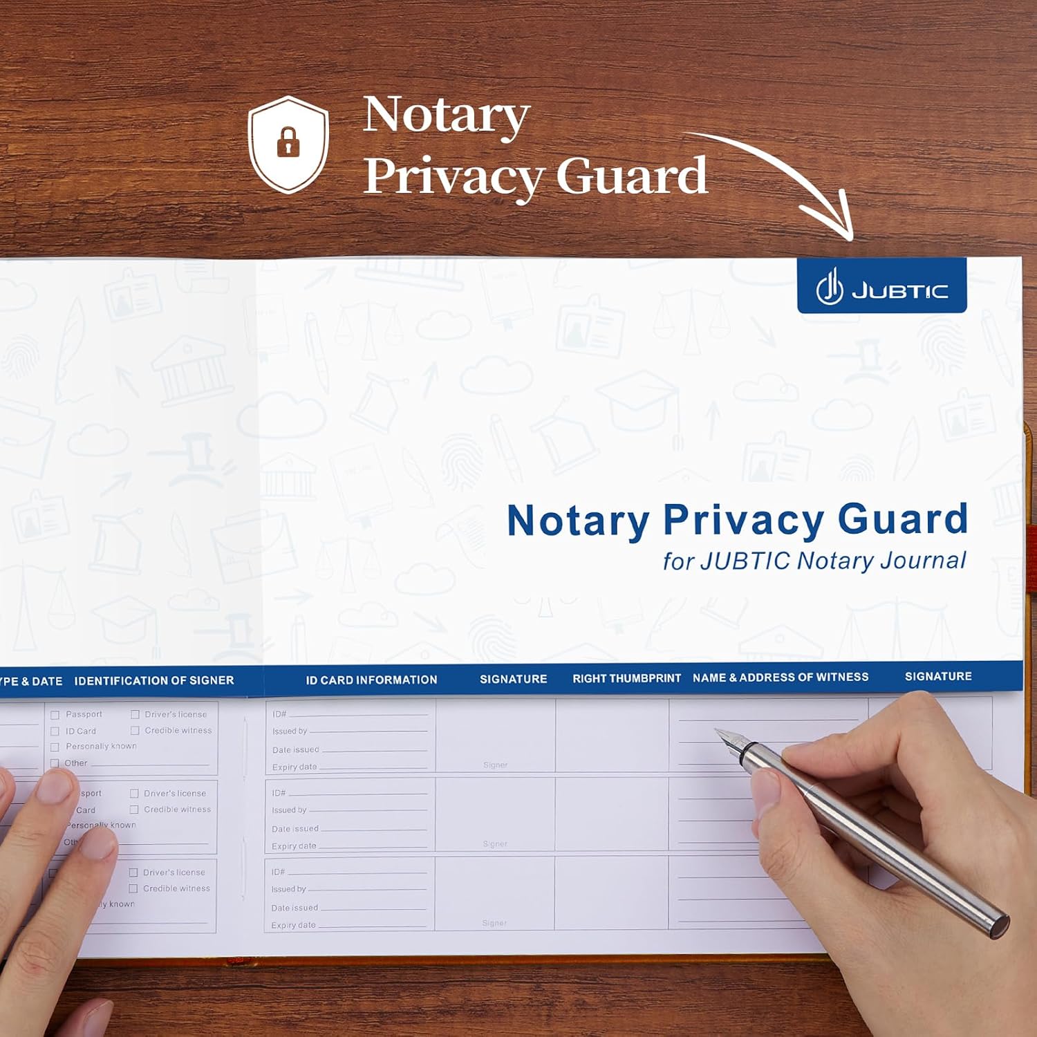 JUBTIC Libro de registro de notario – Diario público notario de actos notariales – Suministros notariales con guardia de privacidad – Horizontal,