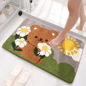 Tyrafry Bonita alfombra de baño de 16 x 24 pulgadas, tapete de oso para baño y dormitorio, antideslizante, absorbente, suave, tapete de baño peludo, Tyrafry Bonita alfombra de baño de 16 x 24 pulgadas, tapete de oso para baño y dormitorio, antideslizante, absorbente, suave, tapete de baño peludo,