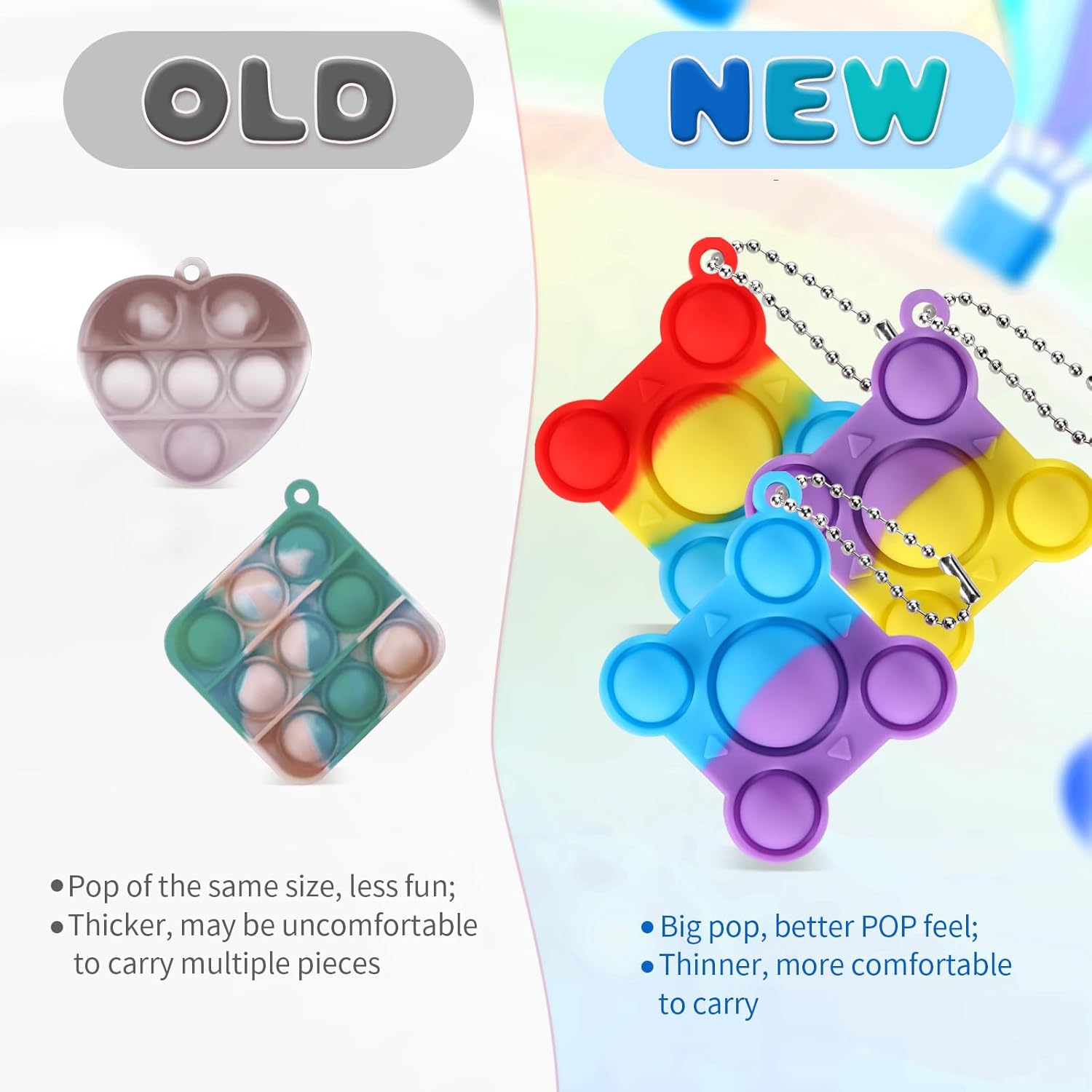 Paquete de 32 juguetes para ansiedad pequeños y grandes para reventar, recuerdos de fiesta, juguetes sensoriales de silicona para apretar, juguetes