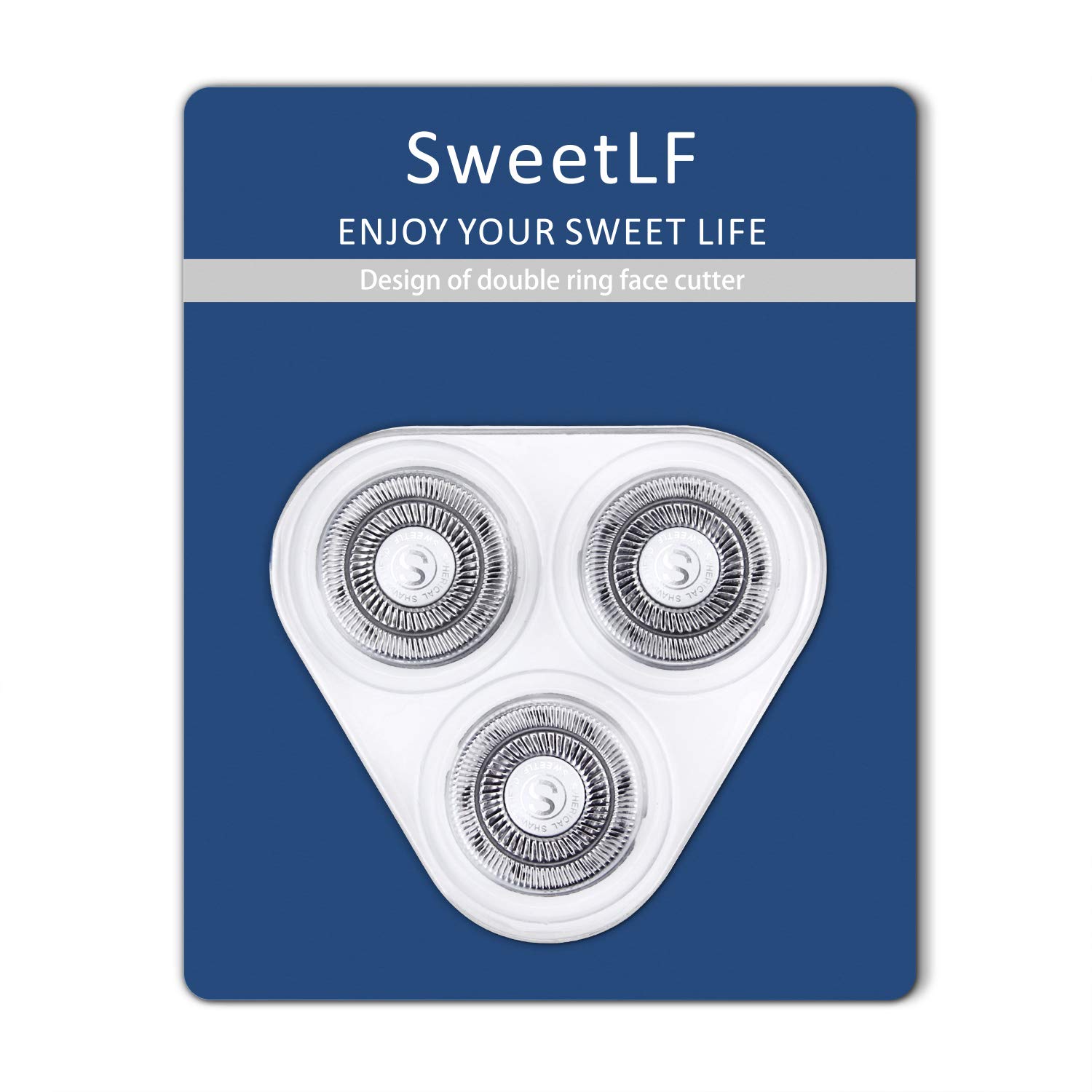 SweetLF 3 piezas de repuesto de cabeza de afeitadora cortadores de cuchilla IPX7 impermeable maquinilla de afeitar eléctrica húmeda y seca 3D para