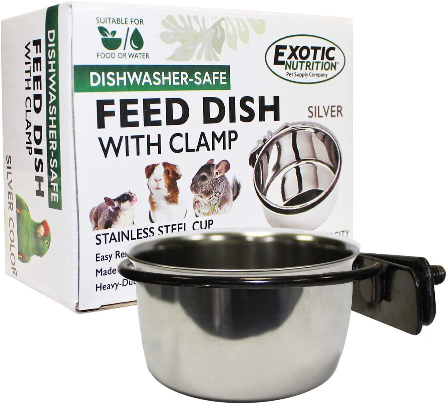 Taza de acero inoxidable con soporte  Plato de metal duradero para alimentos y agua  Planeadores de azúcar, erizos, chinchillas, ratas, hurones,
