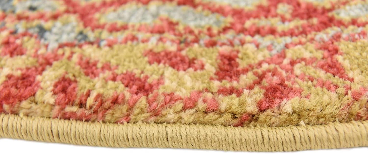 Unique Loom Palace Collection – Alfombra Saray (3 pies 3 pulgadas, redonda, rojoazul)