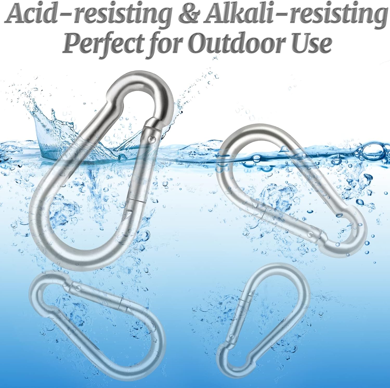 Mosquetón de acero inoxidable resistente con resorte de resorte, clip de mosquetón de acero inoxidable 304 de alta calidad para colgar, gimnasio,