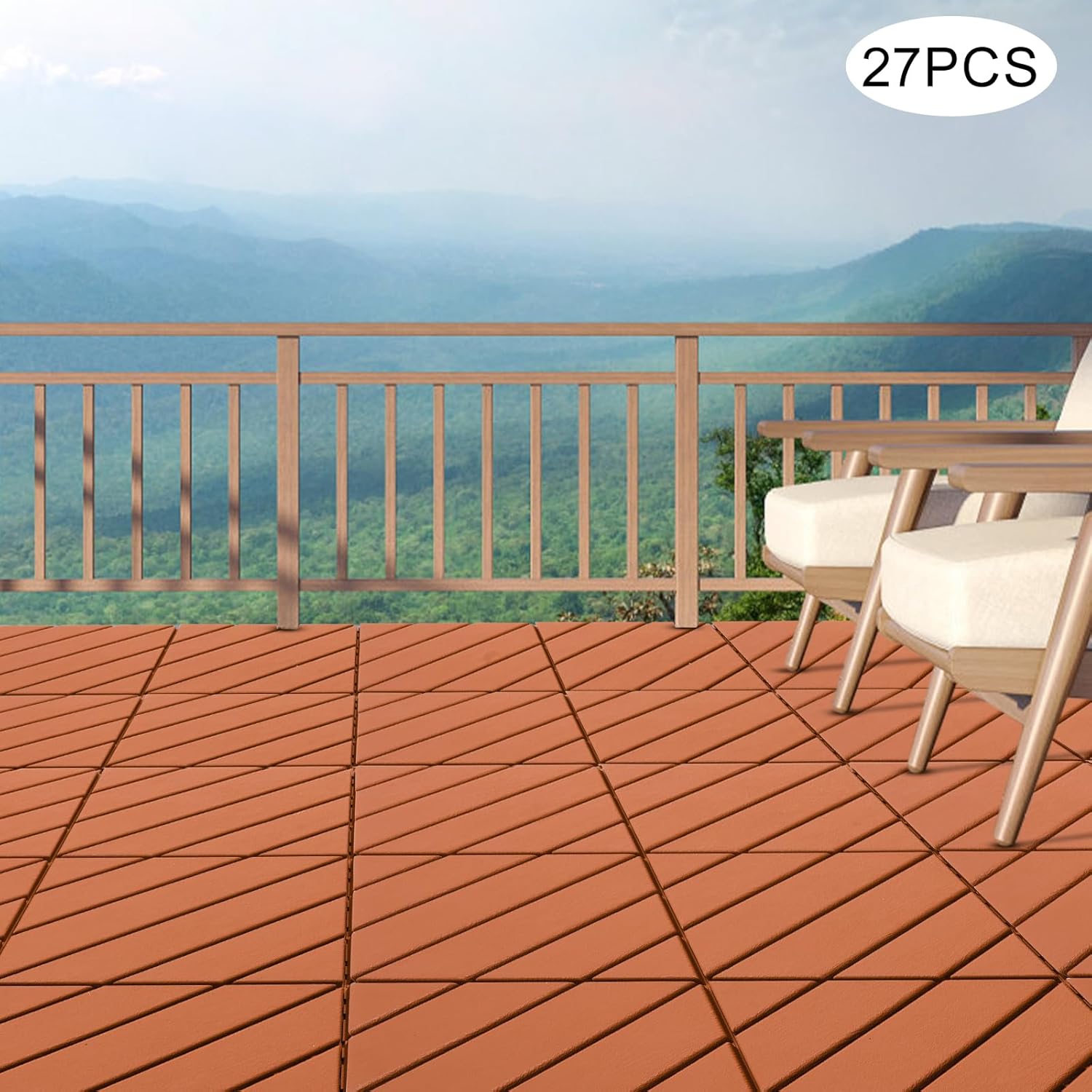 27 piezas de suelos de patio al aire libre, baldosas de plástico entrelazadas de 12 x 12 pulgadas, azulejos entrelazados para terraza al aire libre,