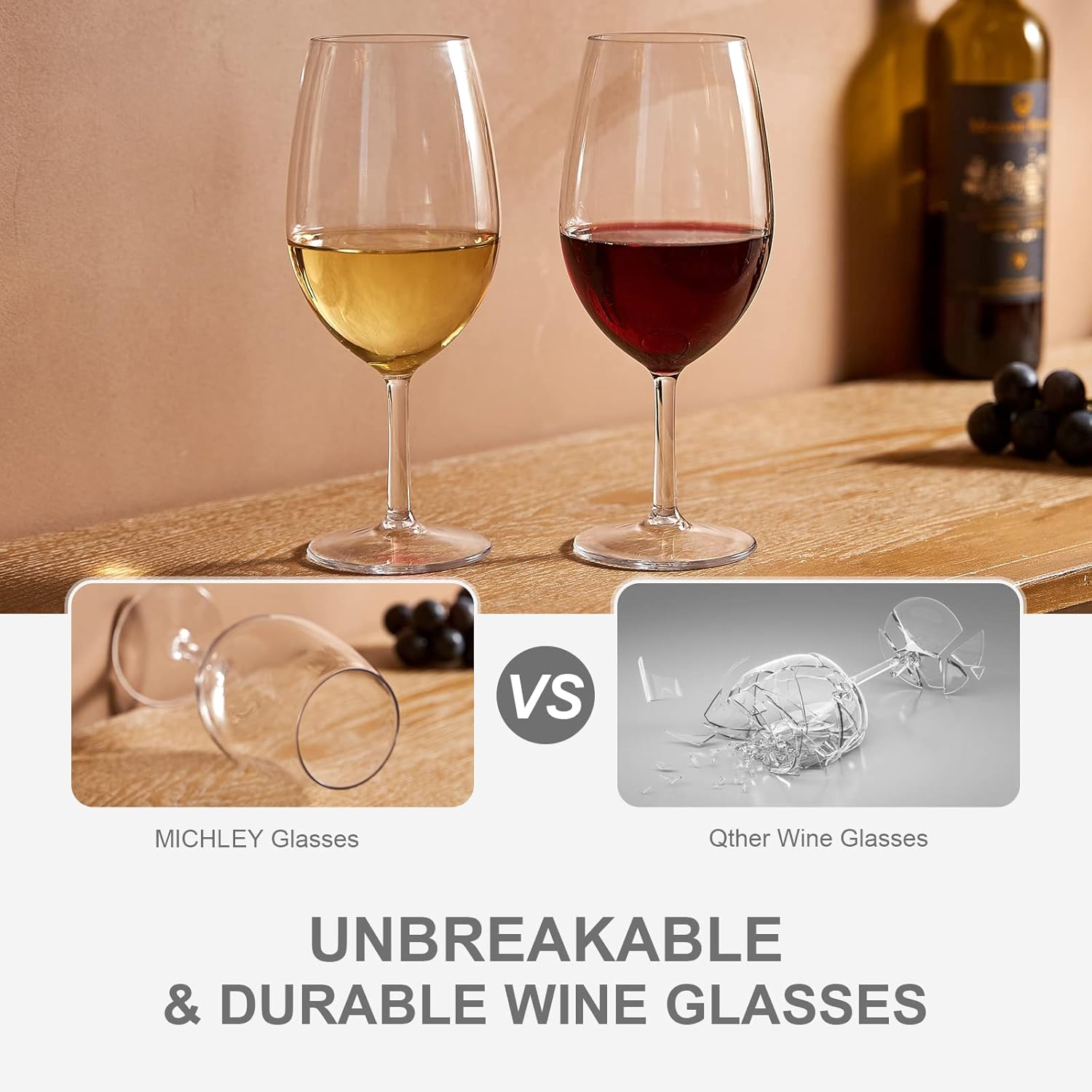 MICHLEY Juego de 2 copas de vino gigantes irrompibles (21.5 onzas), sin BPA, de plástico Tritan de gran tamaño, aptas para lavavajillas
