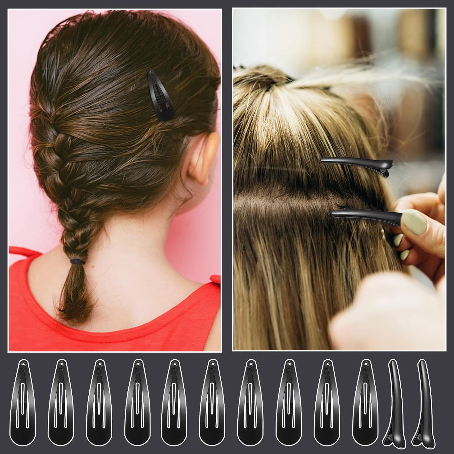2000 bandas de goma negras para el cabello con 27 herramientas de peinado, pequeñas bandas elásticas para el cabello con cola Topsy Herramientas