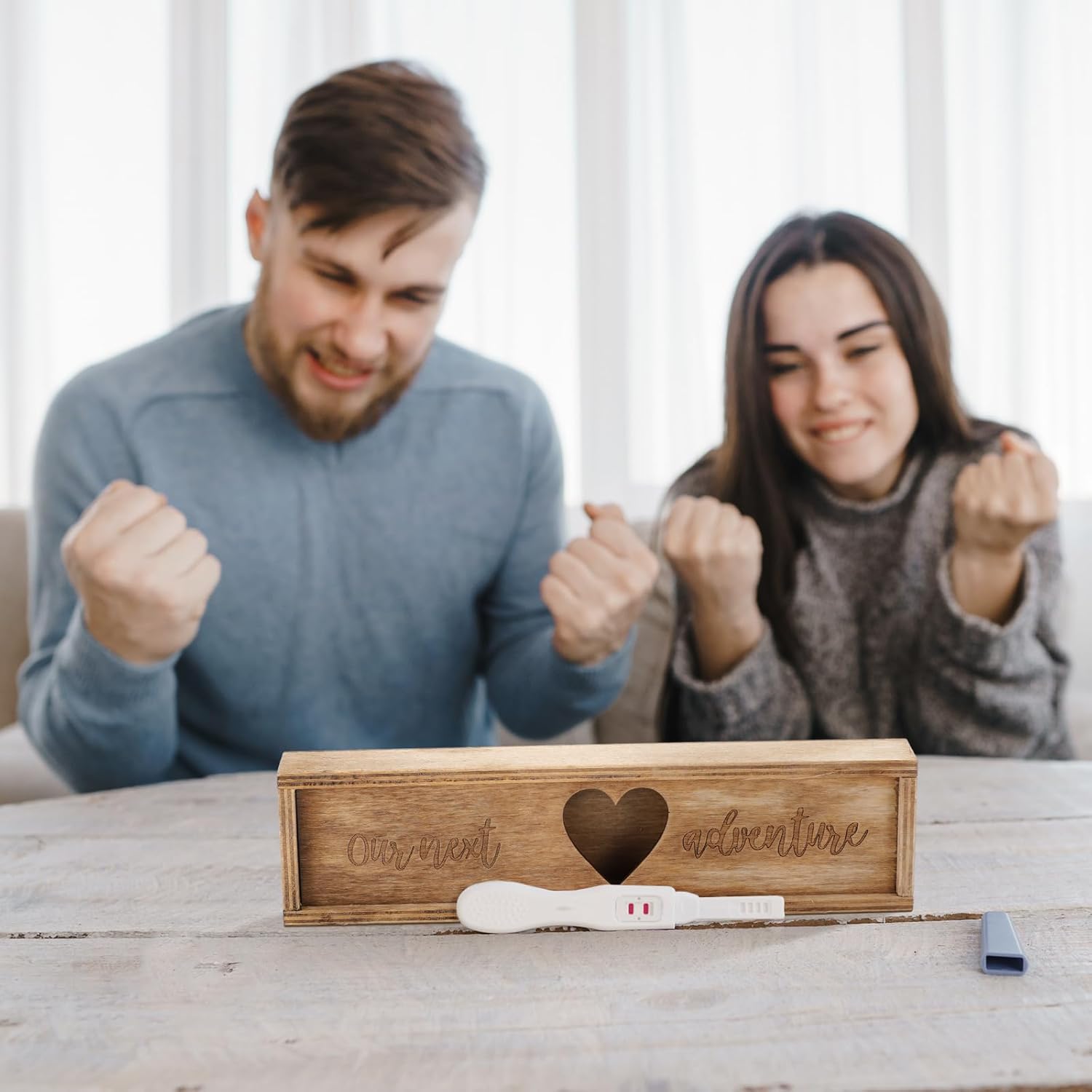 Caja de recuerdos de prueba de embarazo, caja de madera sorpresa para anuncios de embarazo, caja de madera anunciada para bebé, regalos de Año Nuevo