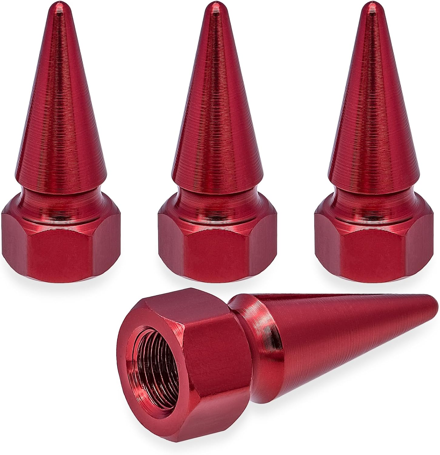 MEAJOO 4 tapas de vástago de válvula de neumático con forma de pinchos, tapa de aluminio para vástago de aire de automóvil, cubiertas universales a