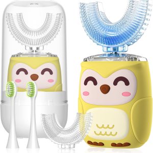 Cepillo de dientes eléctrico en forma de U para niños, cepillo de dientes para niños pequeños con 2 cabezales de cepillo en forma de U, 2 reemplazos Cepillo de dientes eléctrico en forma de U para niños, cepillo de dientes para niños pequeños con 2 cabezales de cepillo en forma de U, 2 reemplazos