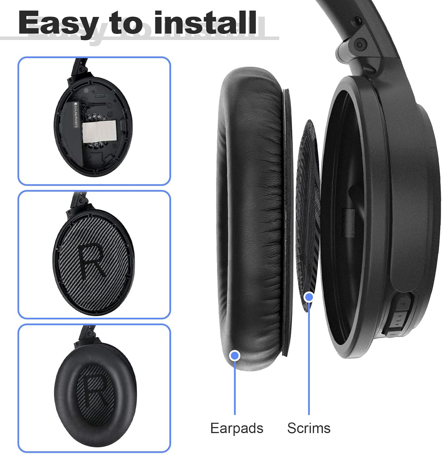 Almohadillas de repuesto para auriculares Bose QuietComfort 35 (QC35) y Quiet Comfort 35 II (QC35 ii), almohadillas para los oídos con piel más