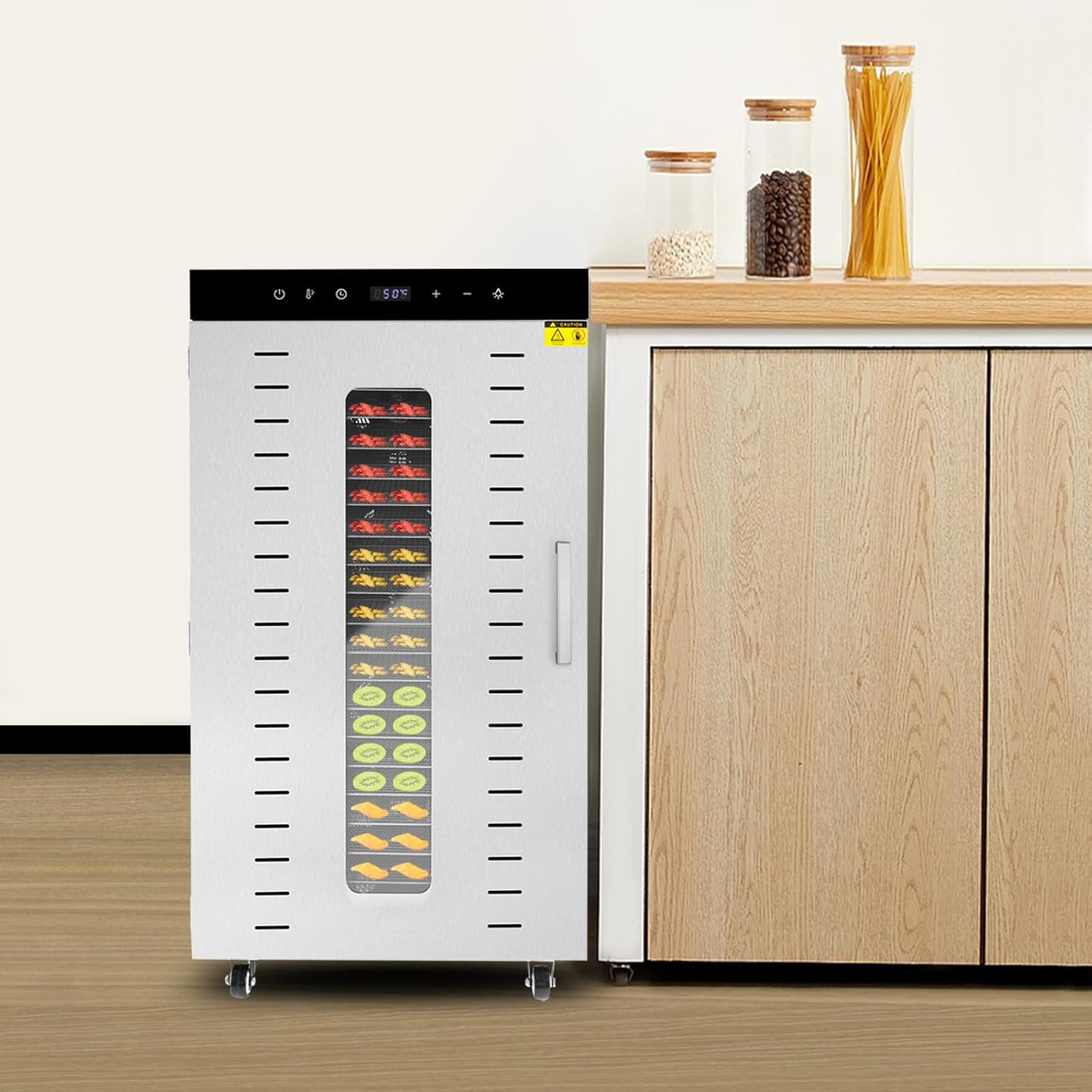 Deshidratador de alimentos de 20 bandejas para carne seca de acero inoxidable de 1700 W, máquina deshidratadora comercial de alimentos con