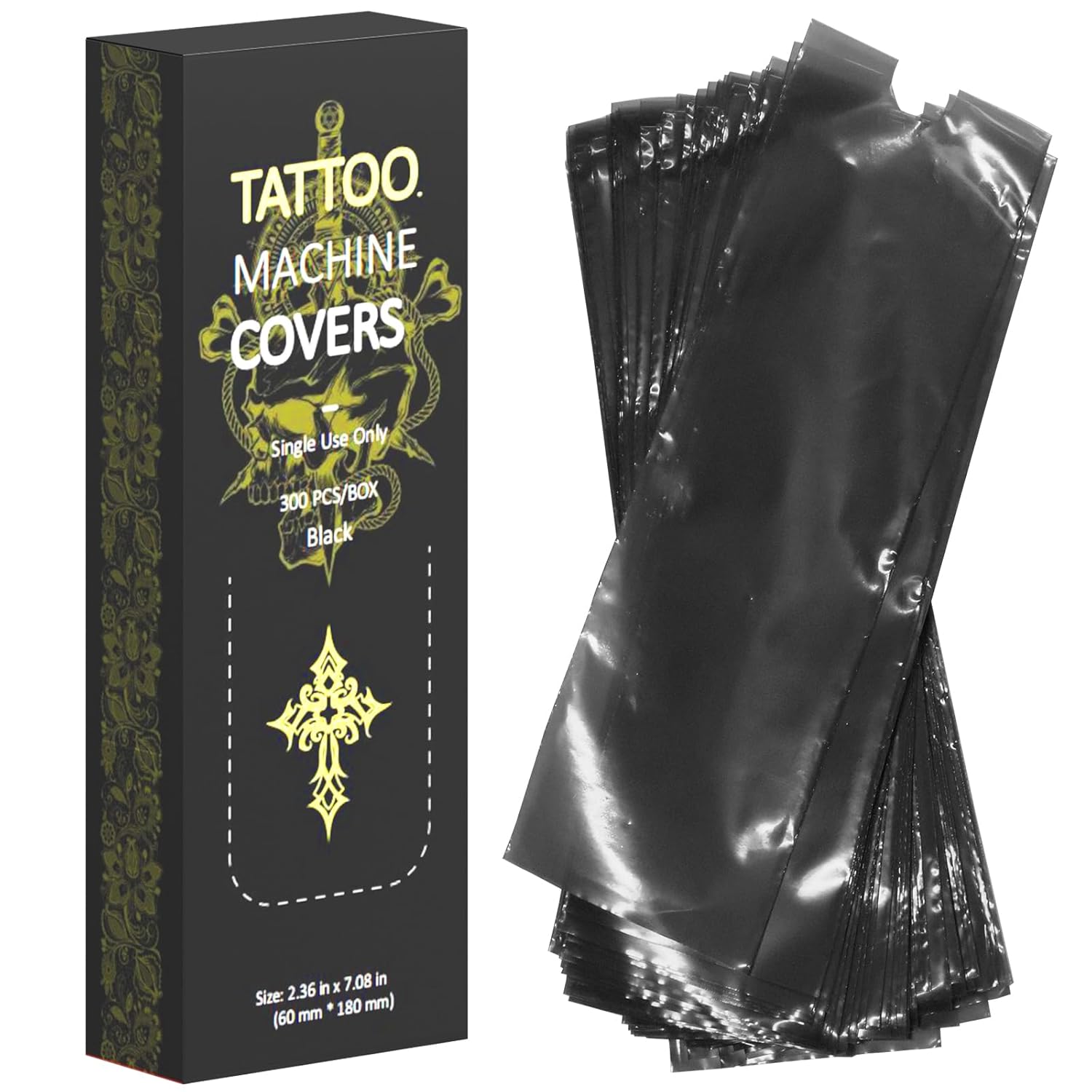 300 cubiertas para máquina de tatuaje con 4 envolturas de agarre y soporte para bolígrafo, cubiertas para bolígrafos de tatuaje ZHOOGE de 2.4 x 7