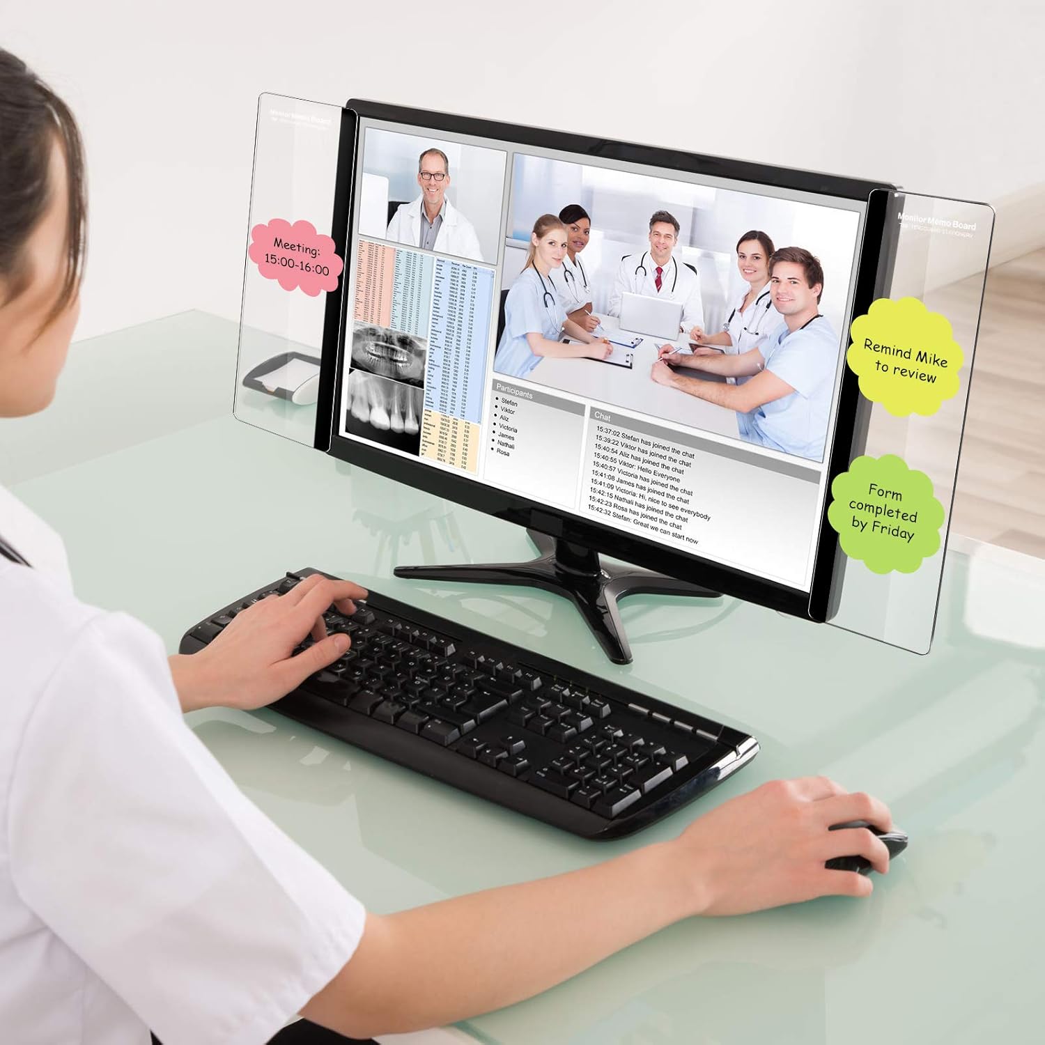 Panel de mensajes para monitor de computadora, panel de notas, soporte para notas, soporte para notas adhesivas, panel de notas para oficina,